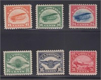 US Stamps #C1-C6 Mint LH Airmail sets of 1918 & 19
