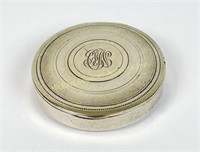 STERLING ROUND HINGED PILL BOX