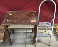 Aluminum Step Ladder, Vintage School Desk