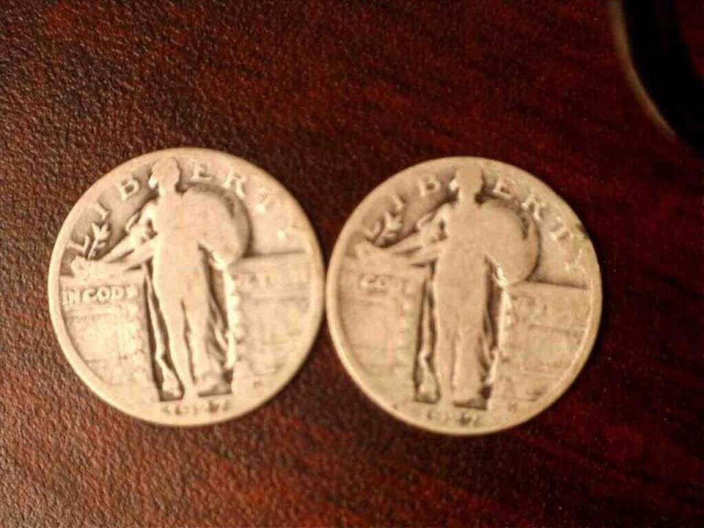 1927 liberty quarters (x2)