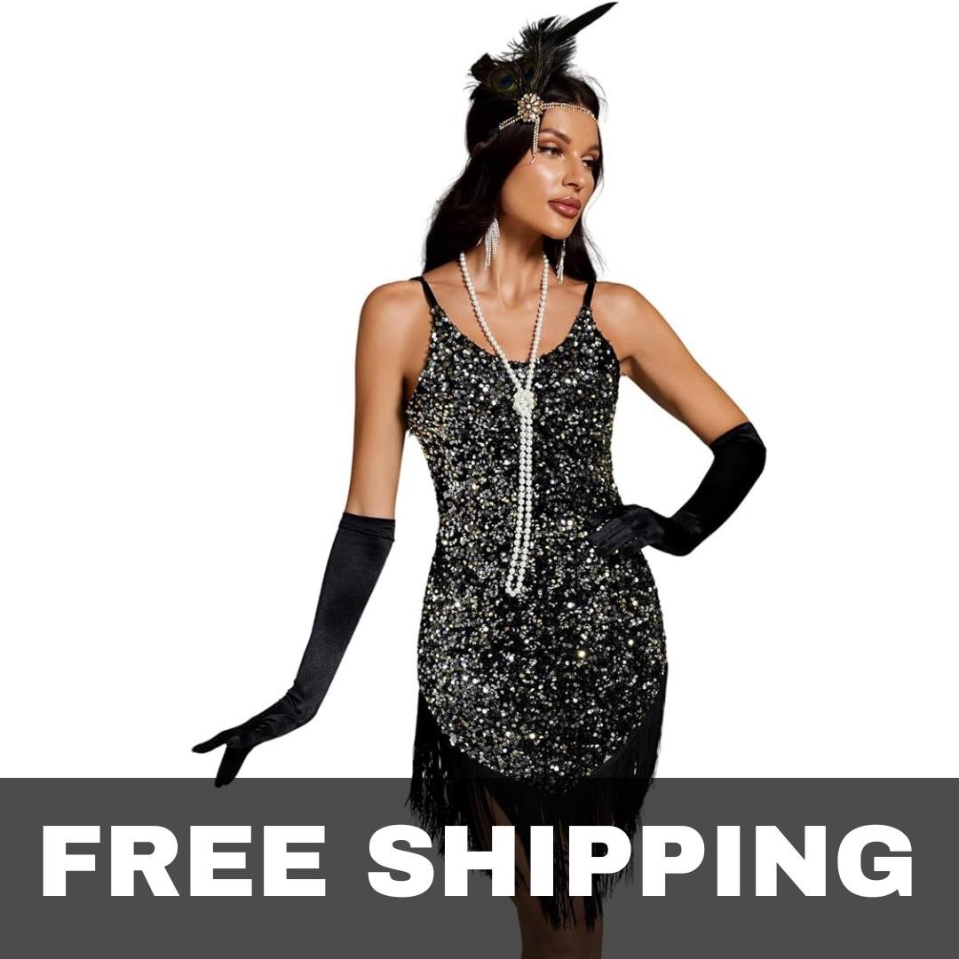 1920s Flapper Sequin Gatsby Party Dress for Women