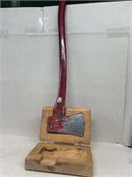 Hickory axe with wood case