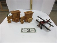 Wooden tractors and airplanes