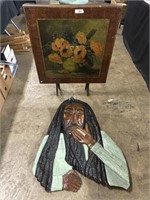 Carved Bob Marley Wall Art, Vintage Folding Table.