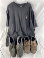 Size 3XL Carhart Shirt & 2 Pairs Of Shoes, Size 12