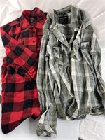 2 Size XL Flannel LS Shirts, Needs Cleaning