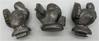 3 Turkey Pewter Ice Cream Molds