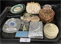 Ceramic/Glass/Pewter Ashtrays, Trinket Boxes.