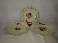 Beautiful lot of 3 Rose Pattern Platers Plates