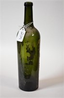 1870s Green Wine Bottle w/ waves dimples bubbles