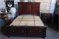 Bassett Queen Sized Bed with Storage & Nightstand