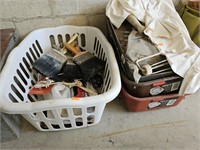 Painters lot! Basket of paint brushes, scrapers,