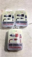 3 type c car chargers