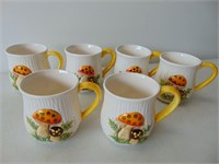 Set of 6 Merry Mushroom Coffee Cups, One cup is