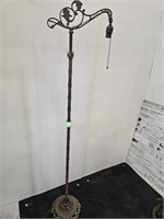 Antique Cast Iron Floor Lamp w Uranium Glass  60"