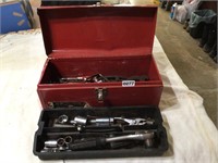 Red metal tool box AND CONTENTS