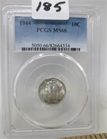 1944 Mercury silver dime, PCGS MS-66