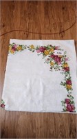Floral themed tablecloth.
