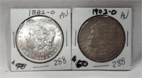 1882-O, ’02-O Silver Dollars AU