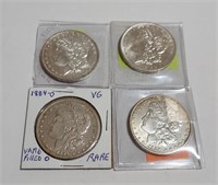 3 Pre-’21 Morgan Dollars AU-Cleaned; 1884-O