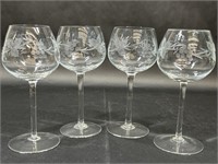 Set of Grape Etched Wine Glasses