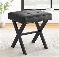 NEW- 18'' LEATHER VANITY STOOL-ASSEMBLY REQ'D