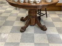 Solid Oak 48" Round Oak Table w/ 2 Leaves