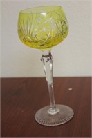A Yellow Cut Glass Goblet
