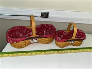 2 Longaberger baskets, with liners, inserts and