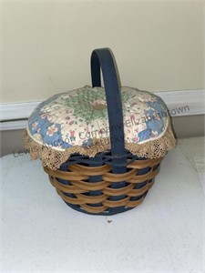 Basket with what looks like a homemade quilted