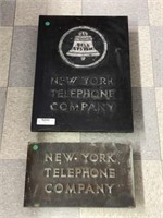 2 Bronze New York Telephone Company Signs