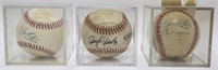 LOT OF THREE SIGNED BASEBALLS IN LUCITE CASES