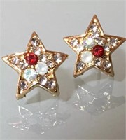 3 VINTAGE HOT RED STAR STARFISH STUD PIERCED