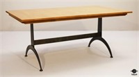 Ethan Allen Metal & Maple Wood  Dining Table