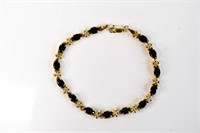 Gold, Black Onyx, & Diamond Tennis Bracelet