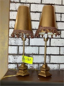 Pair of gold colored decorative table lamps, 20 in