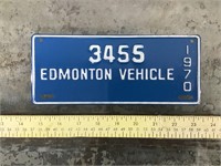 1970 Edmonton licensing fee plate