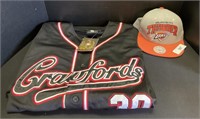 Adv NLBM Crawfords Jersey, OKC Thunder Hat.