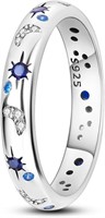 Elegant .33ct Blue & White Topaz Sun & Moon Ring