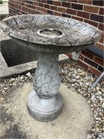 25” tall x 20” round ceramic bird bath.  Very