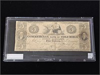 1856 Commercial Bank of Columbia $5 Note