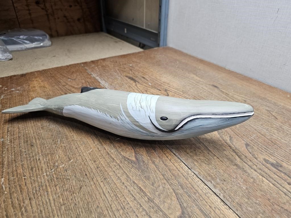 Wooden Hand Painted WHALE@3.5Wx19inLx3.5inH