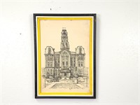 Signed Weatherford Building Print/Litho 13" x 18"