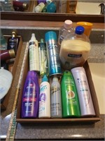 Lot of Bathroom Items, Shampoo, Hair Spray