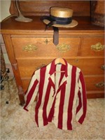 Straw Hat, Bow Tie, and Striped Wool Sweater