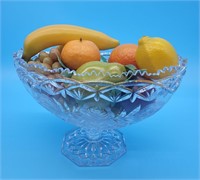 Crystal Pedestal Fruit Bowl 7.25" T
