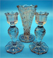 Crystal Candle Holders & Vase