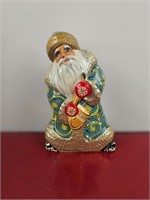 Hand Carved Signed Russian Santa 6.5" Tall