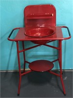 Red Enamel Portable Wash Stand