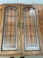 Pair of faux stained glass cabinet doors. Approx.